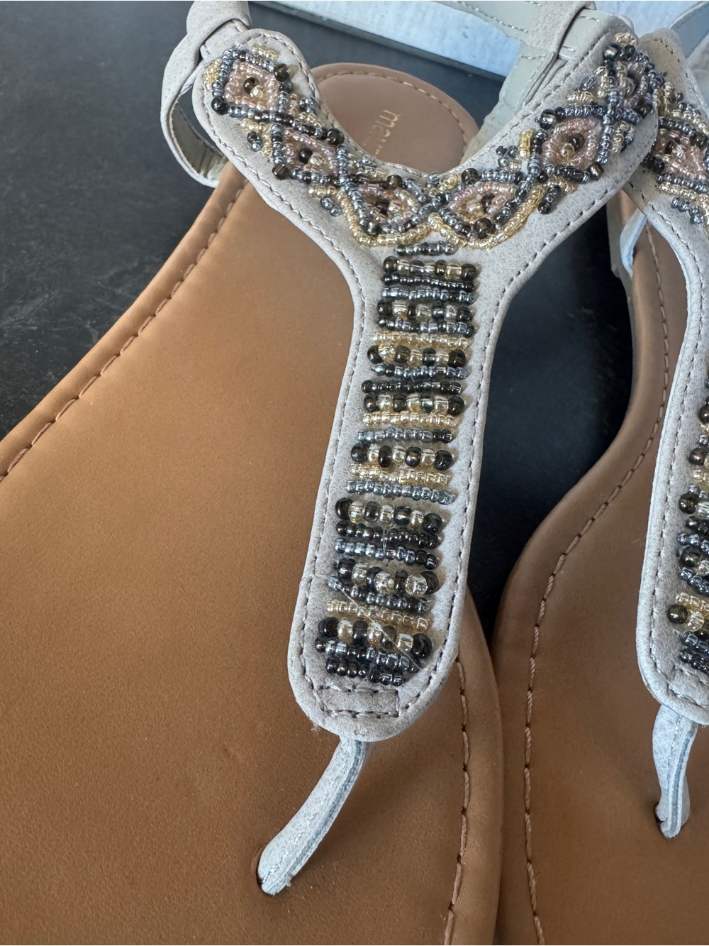 Maurices | Beaded T-Strap Sandals - Beige/Tan | 9 - Picture 4 of 4